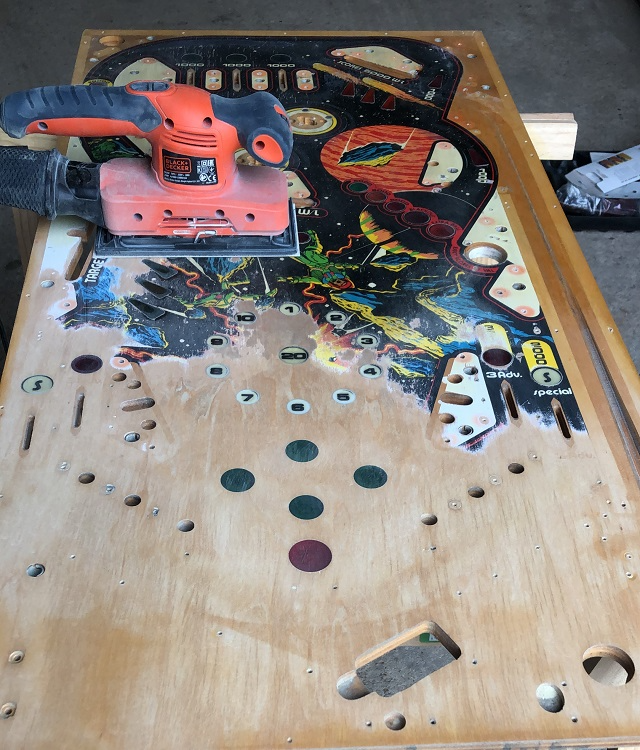 Blackout sanding playfield